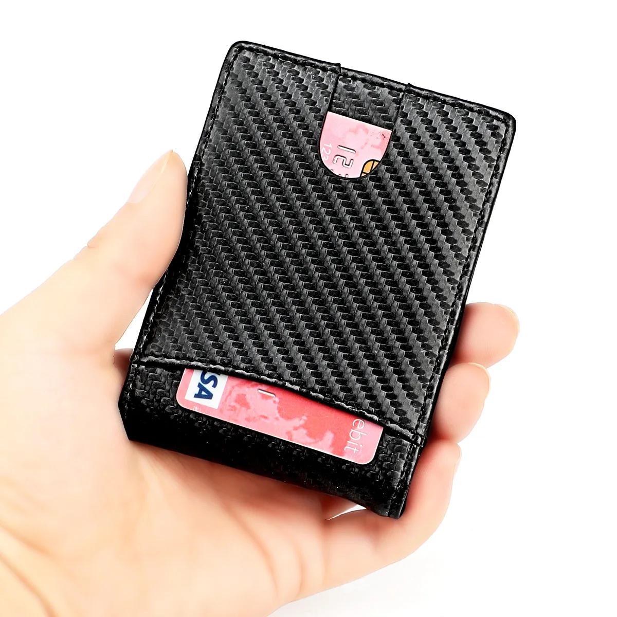 2022 Mens Bifold Slim Carbon Fiber Wallet Carbon Fiber RFID Blocking Mens Safe  Wallet with ID Window