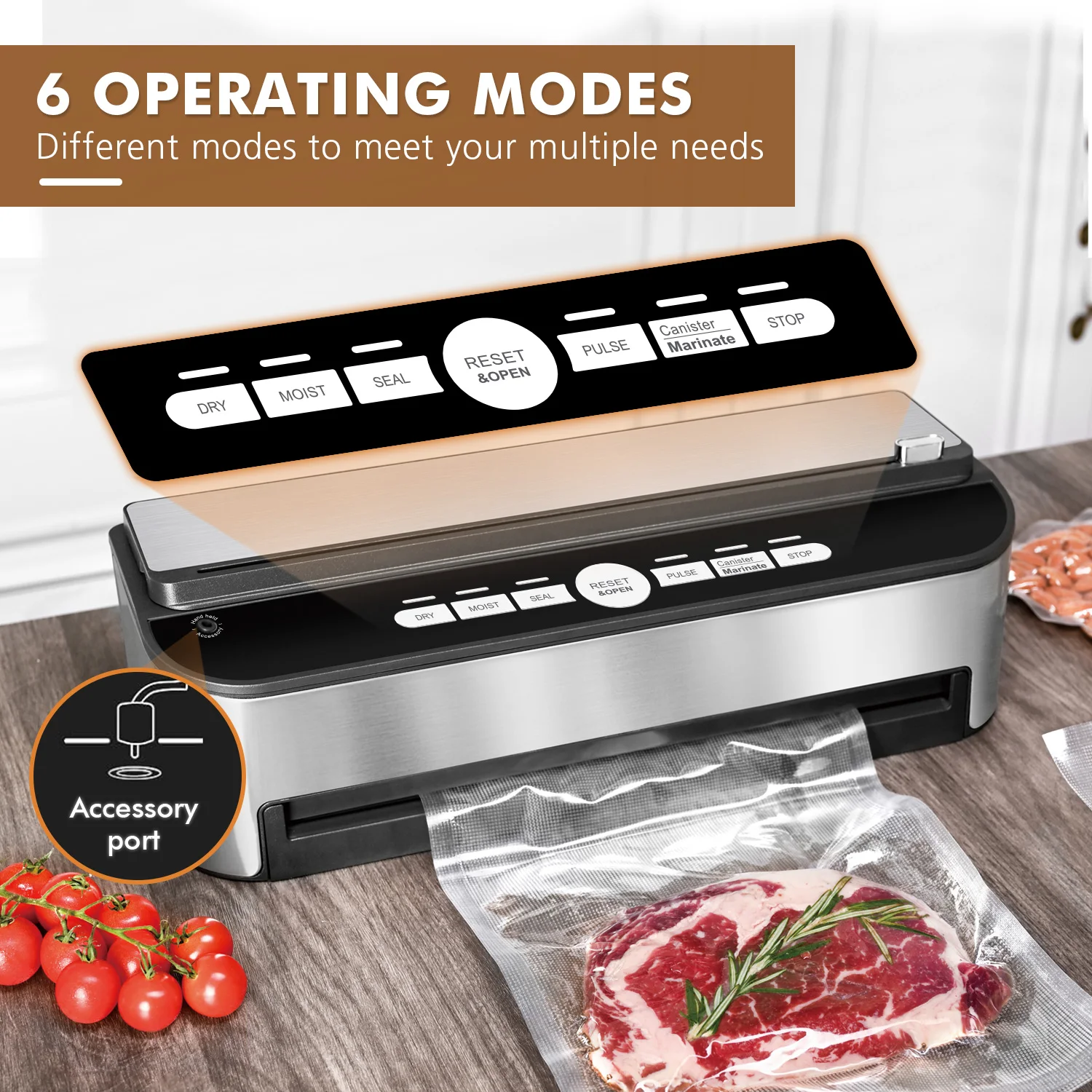 Vaccum Sealer for Dry Wet Food Bags Included Easy-to-Clean Removable Drip Tray Built-in Cutter and Roll Storage