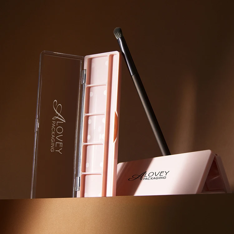 Ultra  Luxury Pearl Pink Refillable  Eyeshadow Palette Case With Brush and 5 Component and Mirror Stackable Cosmetic Palette