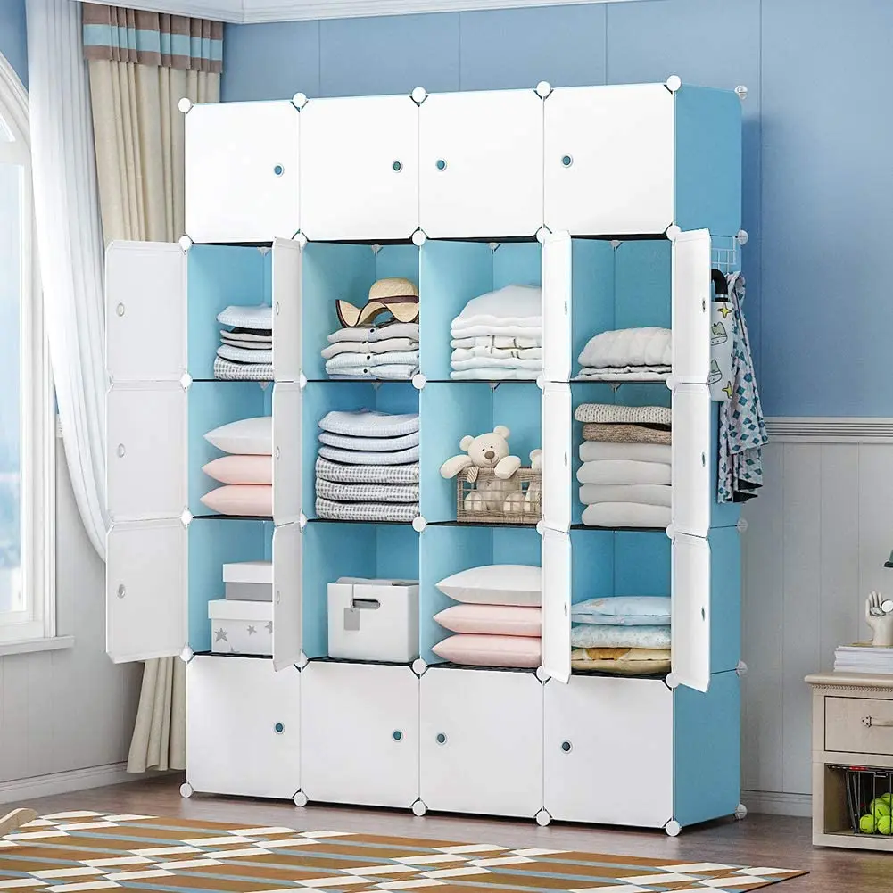 Portable wardrobe for hanging clothes, bedroom storage cabinet cubic closet modular plastic cabinet closet
