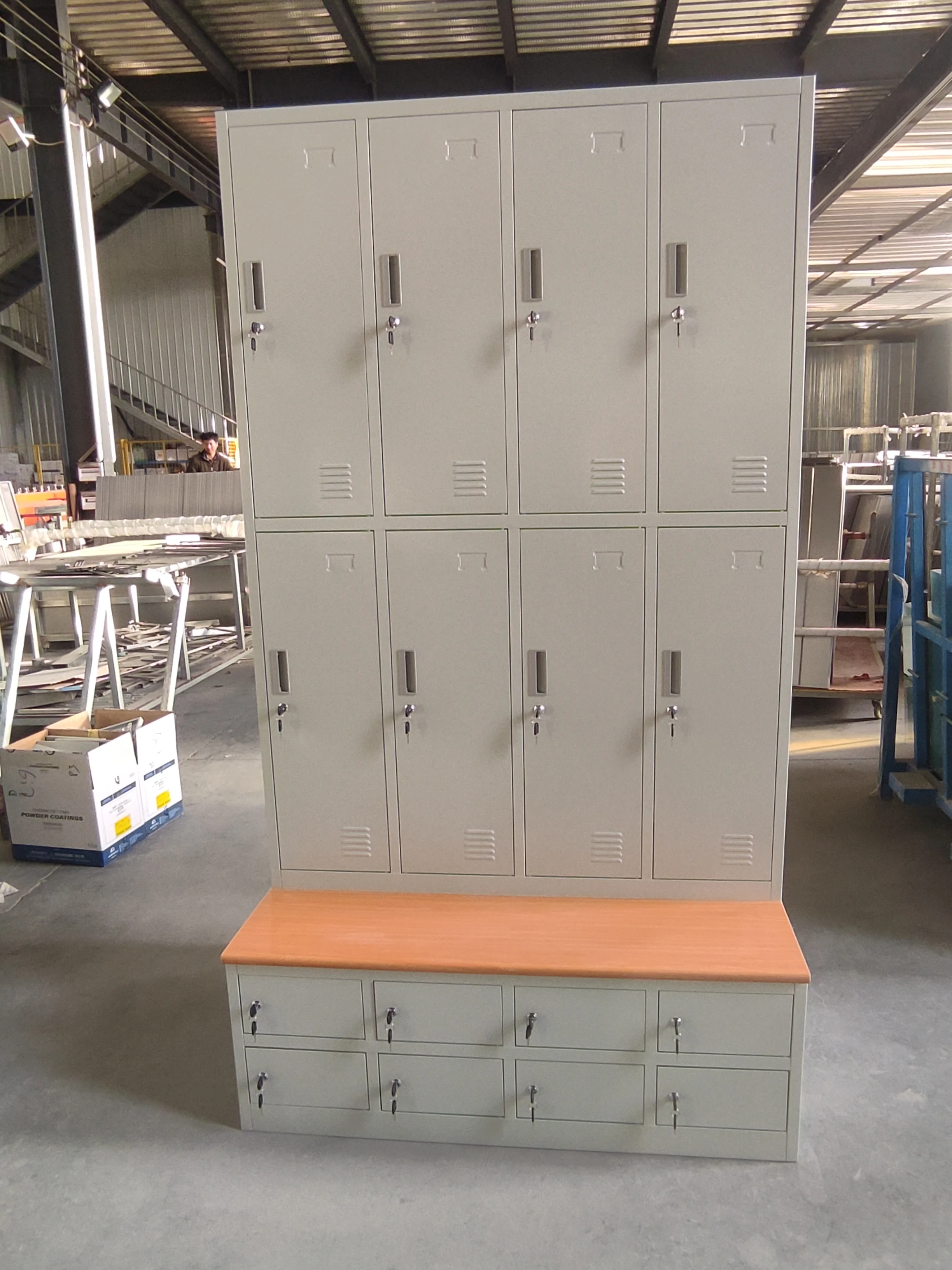 Wholesale Price Steel locker with bench Customized Strong Gym Locker Wardrobe Metal for Clothes Shoe Storage