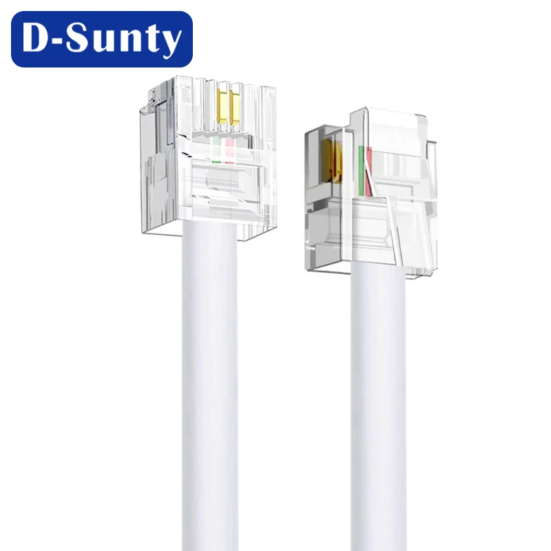 RJ11 flat telephone communication cable 26awg copper conductor 6p6c RJ12 voice signal transmission patch cord CAT3 network cable