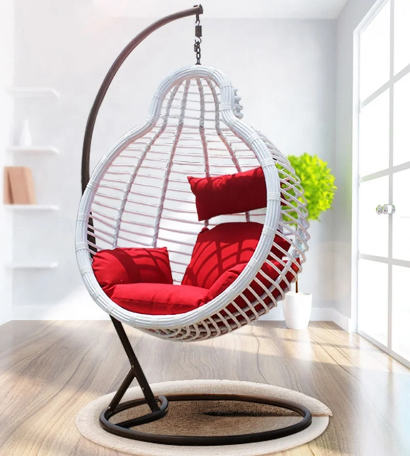
High quality fantastic indoor or outdoor pear shape patio synthetic rattan furniture hanging single swing chair 