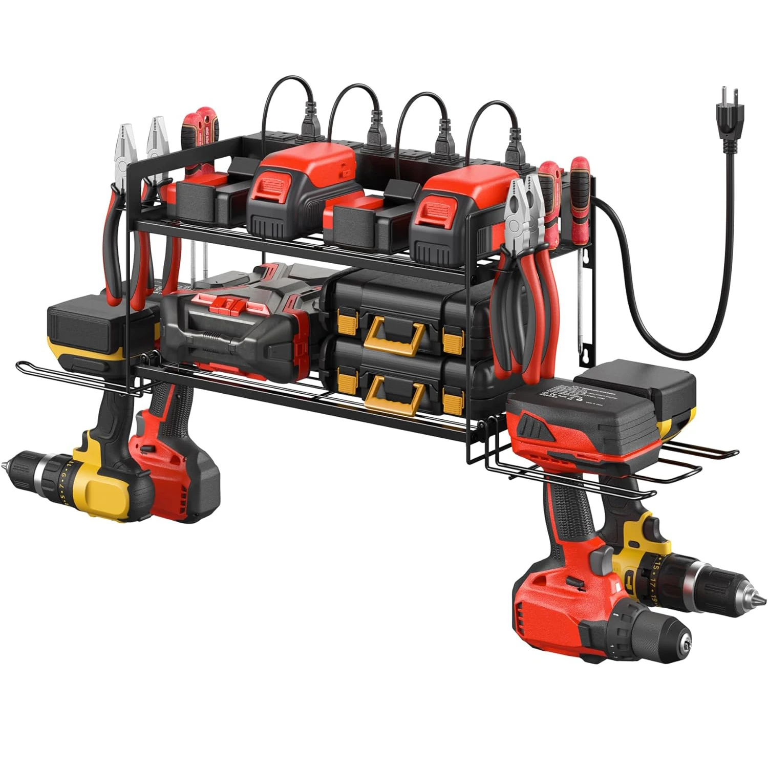 Power Tool Organizer Wall Mount - Heavy Duty Garage Organizer - Drill Holder - Tool Storage Rack for Handheld and Power Tools