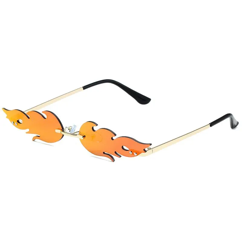 Flame Sunglasses Personality Fashion Trend Sunglasses Metal Rimless Party Glasses