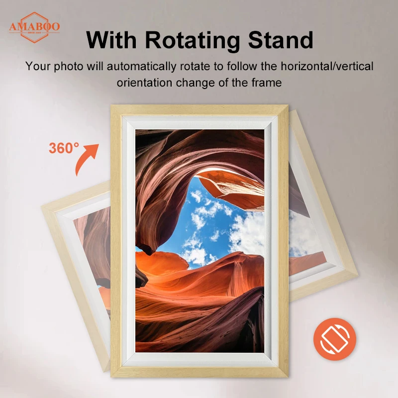 Wifi Digital Wood Frames Thin Wall Mount Display Kiosk Digital Art Frame 21.5 Inch Digital Signage Advertising Equipment