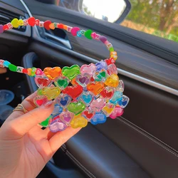 Summer ladies love fairy hand-woven silicone PVC handbag shoulder diy material underarm purse jelly heart shape beaded beach bag