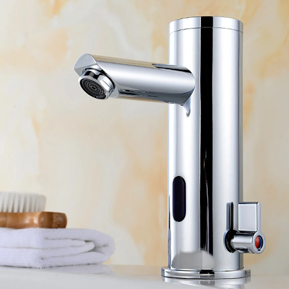 Hot And Cold Mixer Water Tap Motion Infrared Sensor Automatic Bathroom Basin Sink Faucet