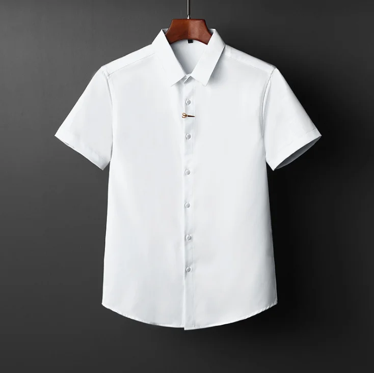 man clothes China supplier 100% cotton fabric classic collar short sleeves slim fit dress shirts men