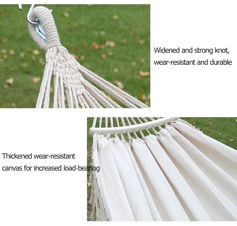 Outdoor Handmade Swing Hammock Cotton Hammock With Tassel Brazilian Macrame Hanging Hammock