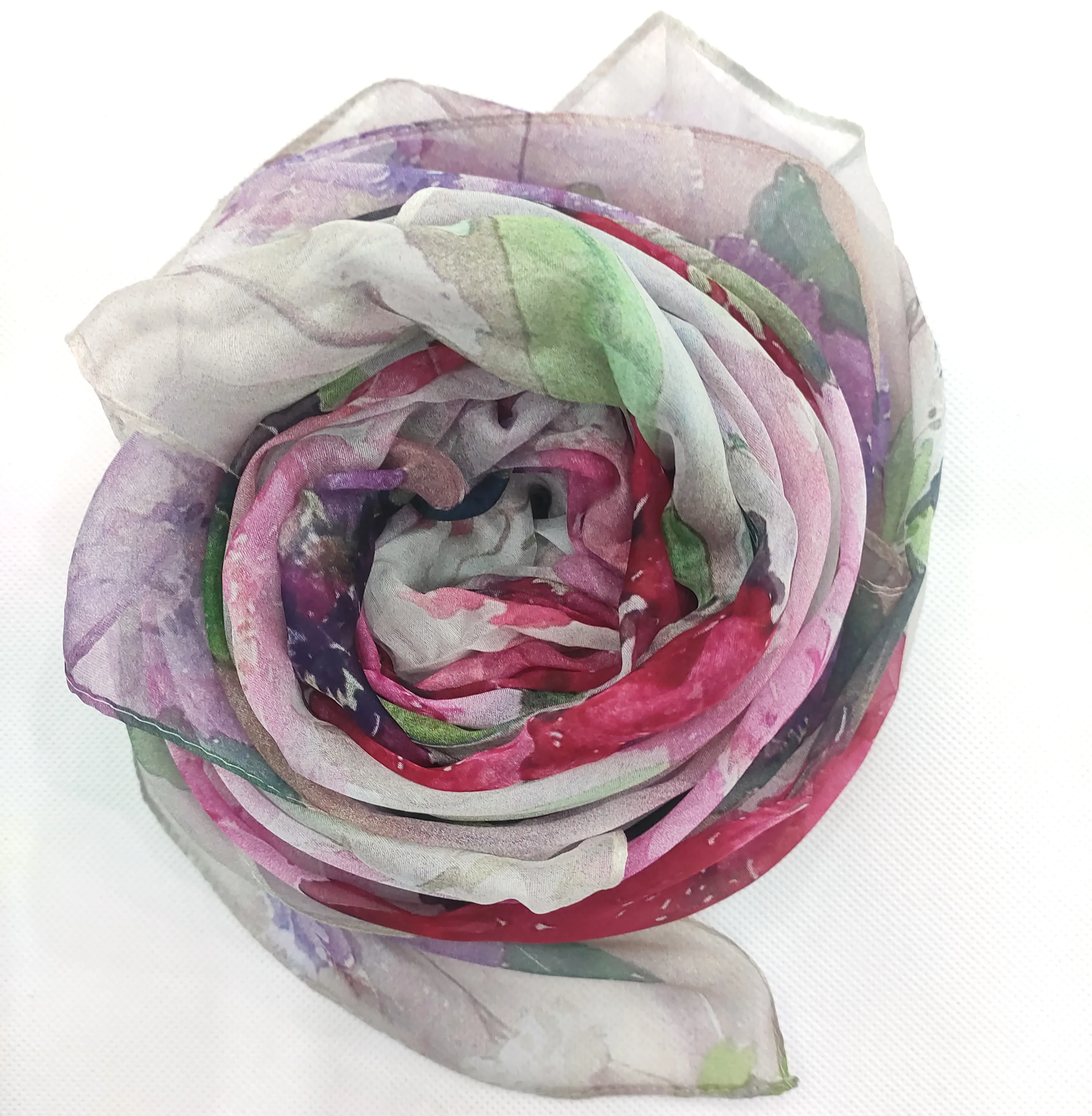
Premium Quality Colorful Flowers Printed Shawls Pashmina 100% Pure Silk Scarf Gift For Women 