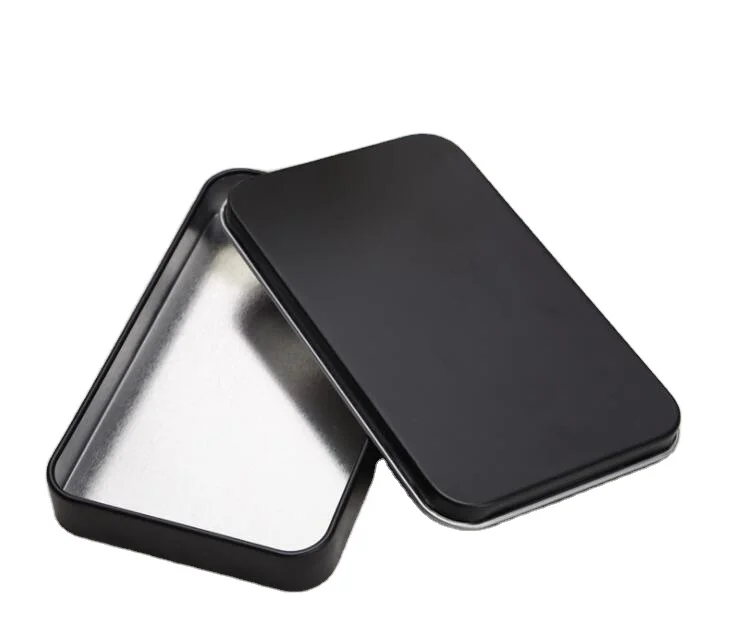 
Hot Sale Black Metal Tin Box Metal Rectangle Tin Can Thin Tin 