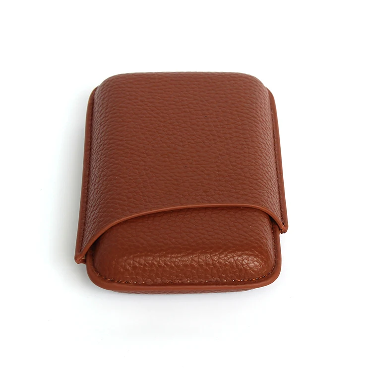 custom portable leather cigar humidor travel case waterproof brown Crush-Proof Humidor Holder