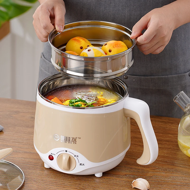 1.8L Single Layer Khaki Soup Family Skillet Multifunctional Convenient Electric Hot Pot