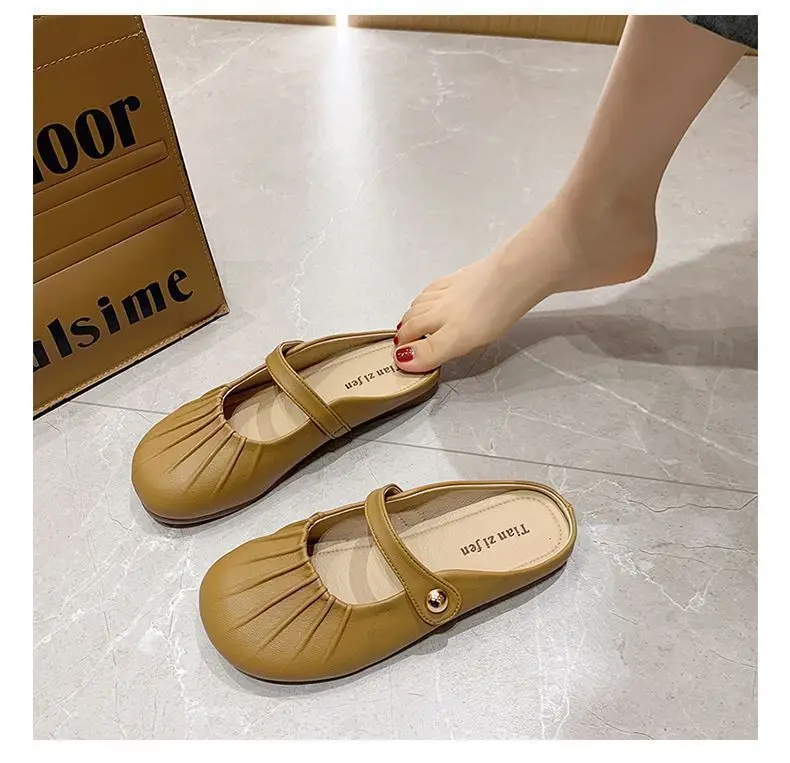 2024 new style Autumn women flat sandals high quality leather fashion footwear Wholesale womens Toe shoes for girl and ladies