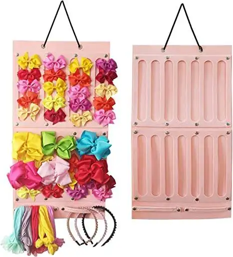 Headband Hair Bow Storage Holder For Girls Felt Hanging Rack With Snaps Hair Clips Hair Ties Storage Organizer