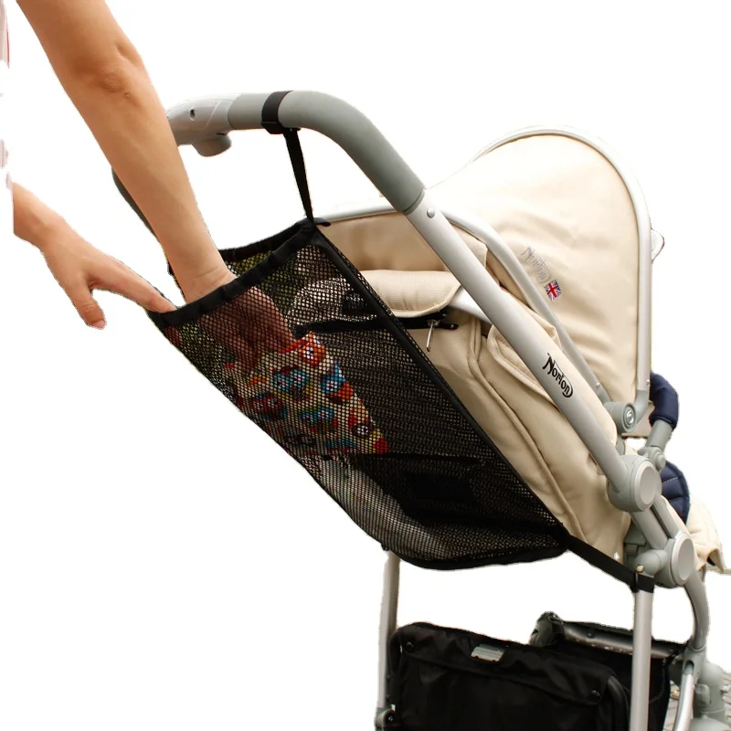 Universal Pushchair Organizer Stroller Pram Net Mesh Storage Compartment Bag with Elastic Straps OEM Accepted