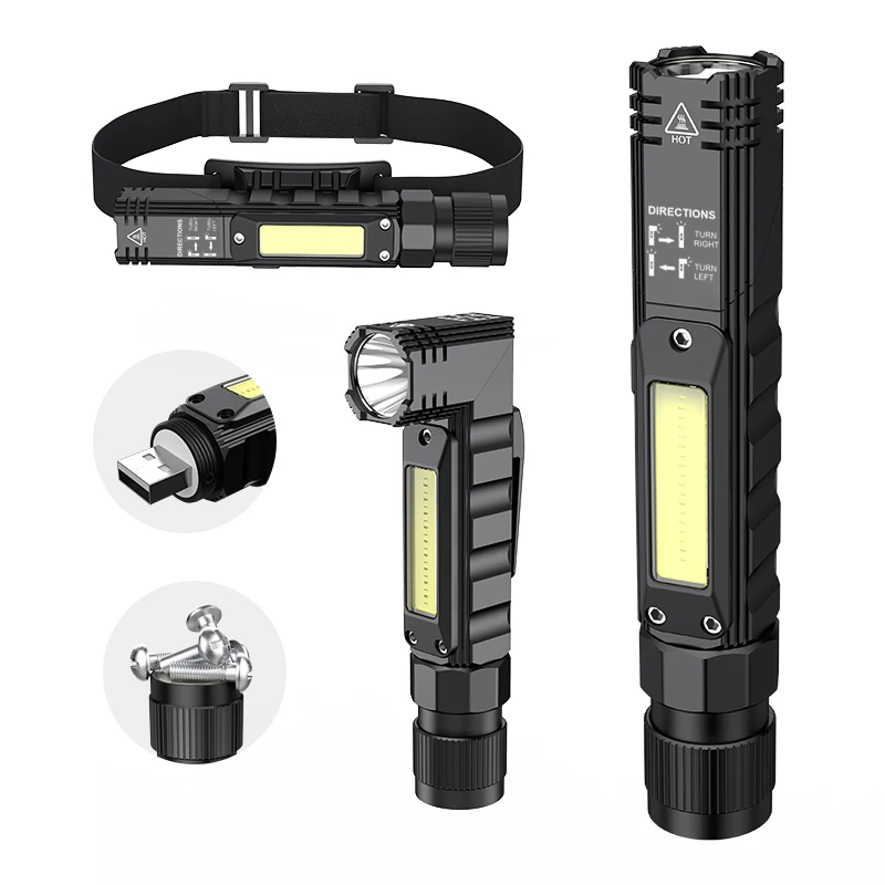 Outdoor multi-function work light portable with USB rechargeable work flashlight