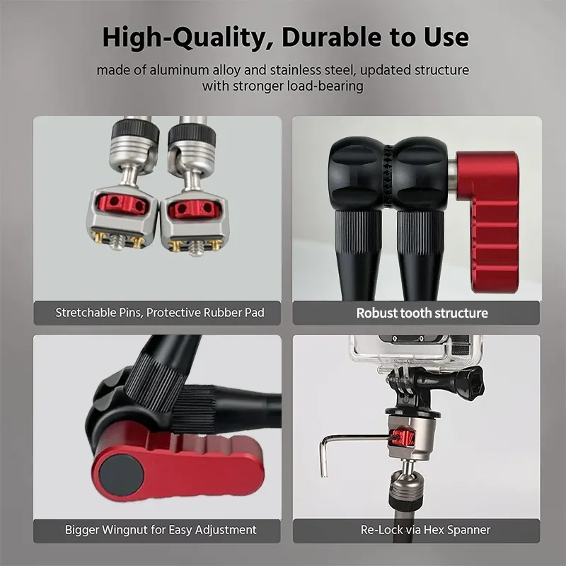 11' Arri Locating Pin 1/4 Screw Metal Magic Arm for DSLR Cameras, Smartphone,Light Monitor