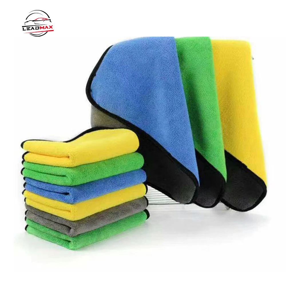 Microfiber Car Wash & Dry Towel Double-Sided Absorbent for Auto Detailing Features Glove Integration