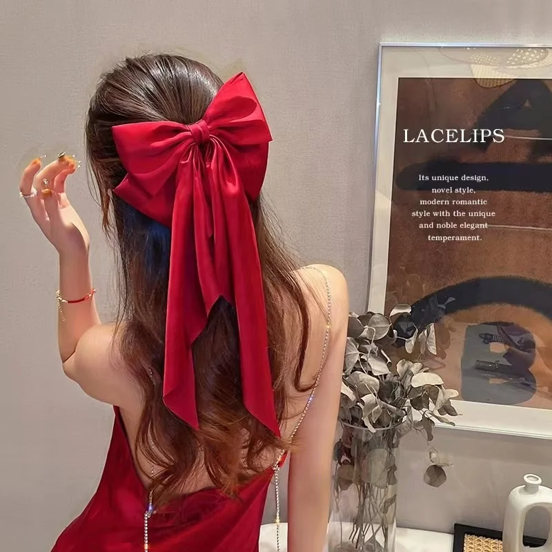 Fashion Big Size Hair Accessories Hair Clips Satin Bow Hairpin For Women Bowknot Hair Bow Clip