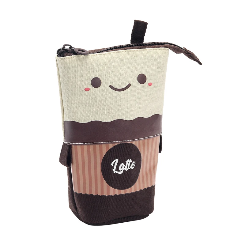 fashion stationary kids milk popcorn panda cartoon telescopic pop up pencil case stand up pencil pouch bag