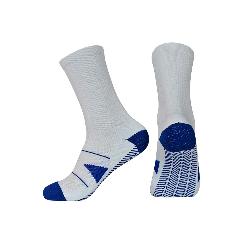 beige white magnetic polyester kids children non slip coating football grip socks for soccer athletic