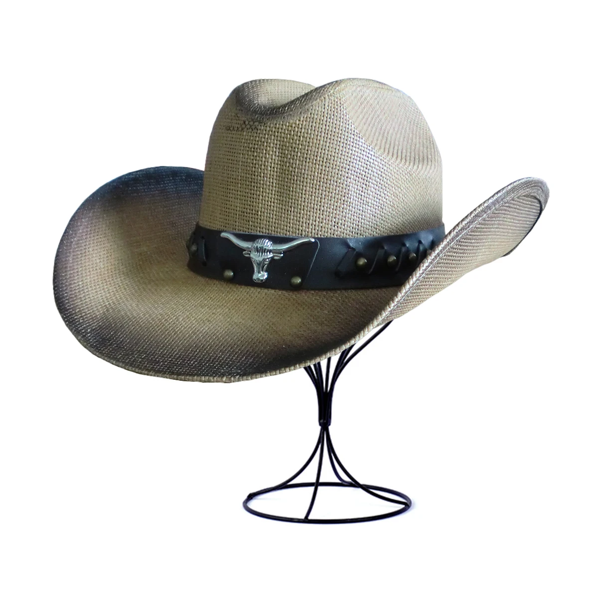 Stock Men Paper Straw Cowboy Hat US TEXAS unisex Painting striped Big Brim Sombreros Bull Cowgirl Cowboy Straw Hat