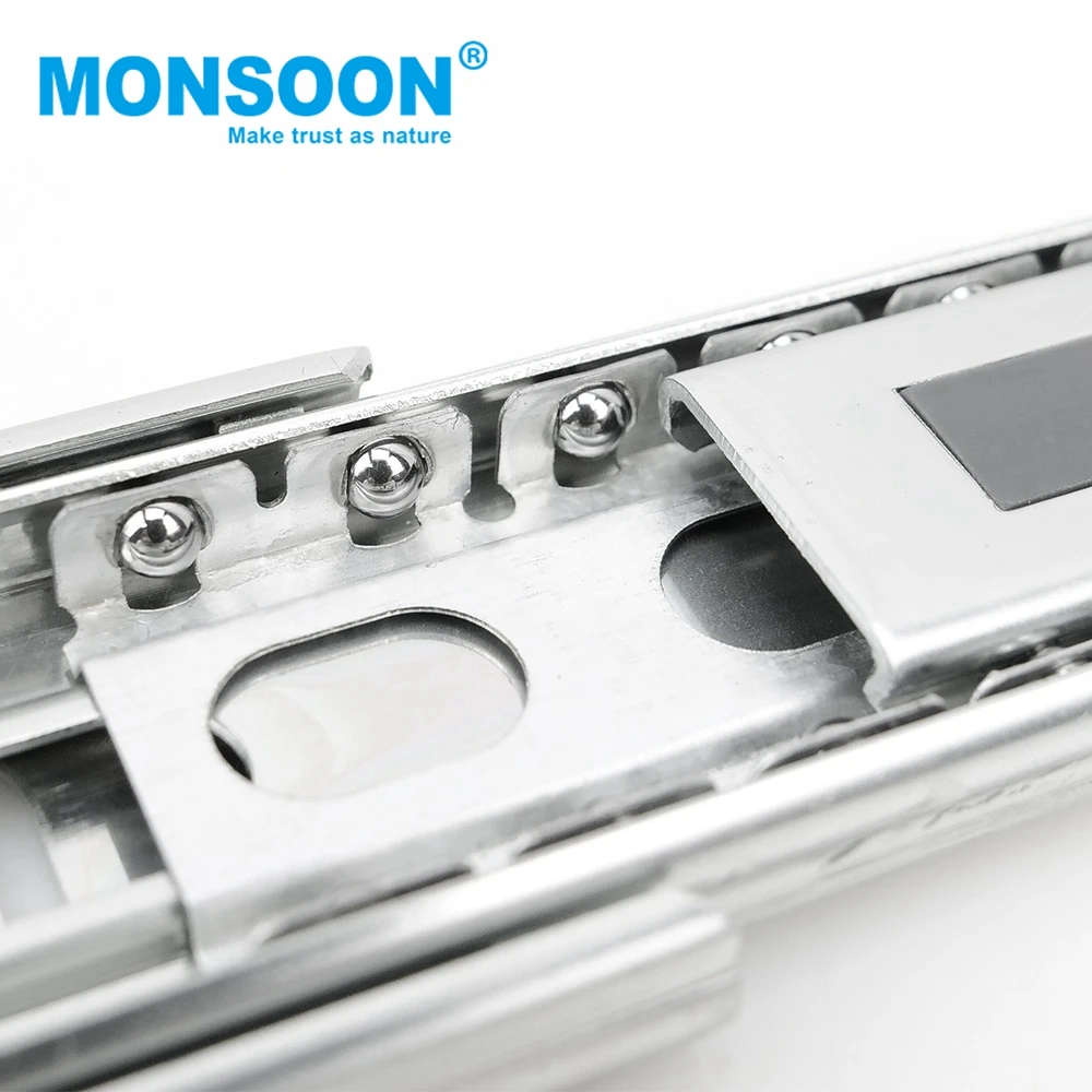 45mm Full Extension Ball Bearing Telescopic Channel correderas para muebles Stainless Steel Soft Closing Channel Rail