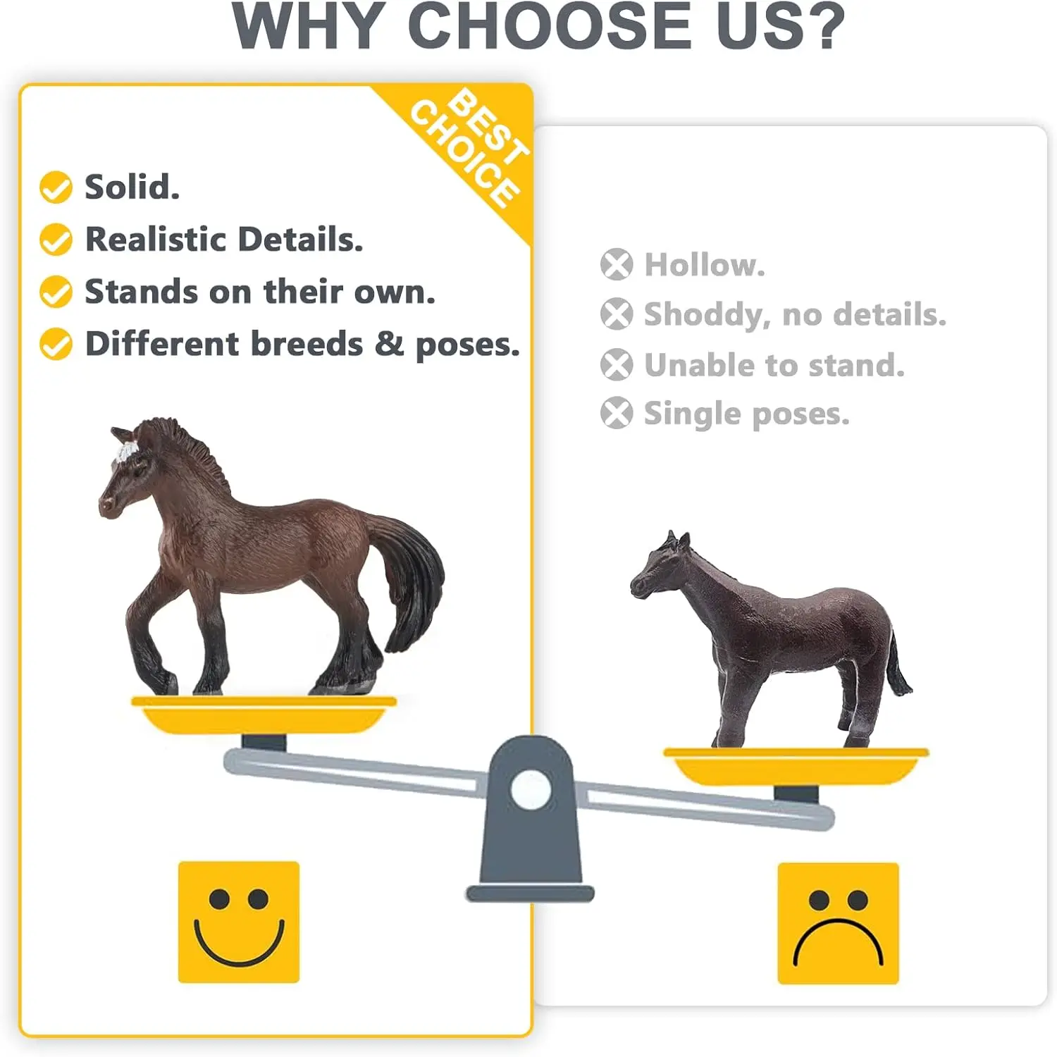 Plastic Horse Figure Toy Set for Kid  2.5' Miniature Realistic Pony Horse Toy Figurine Farm Animal Toy Gift for Boy Girl