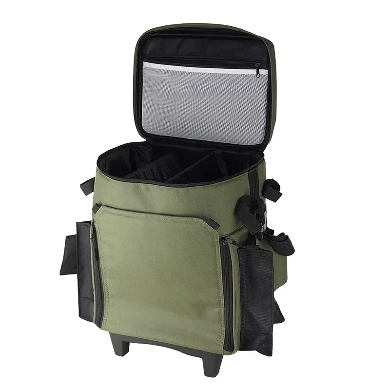Fishing Rolling Tackle Bags plastic transporting box bags portable wheeled trolley large fly fishing gear backpack