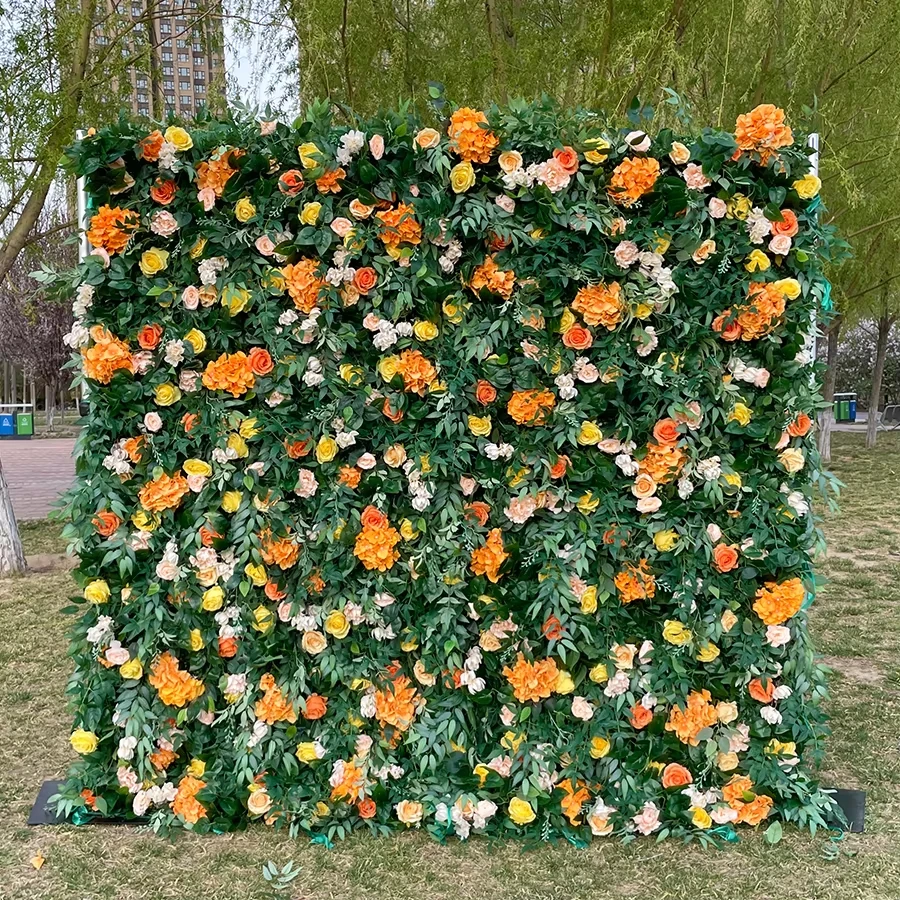High Quality Floral Panel Custom Artificial Rose Flower Wall Wedding Decoration Stage Background Flower Wall
