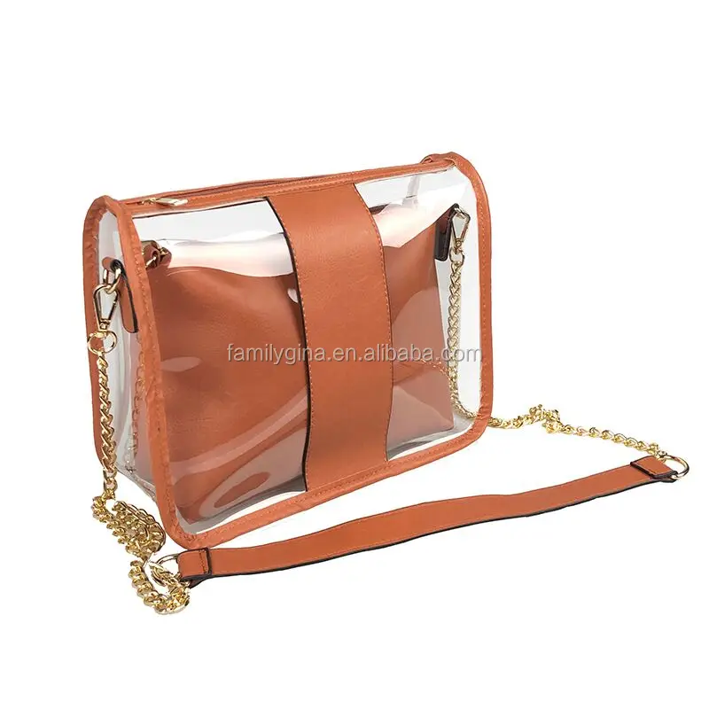 In Stock PVC Transparent Sidelines Clear Purse Women Personalized Clear Crossbody Stadium Purse