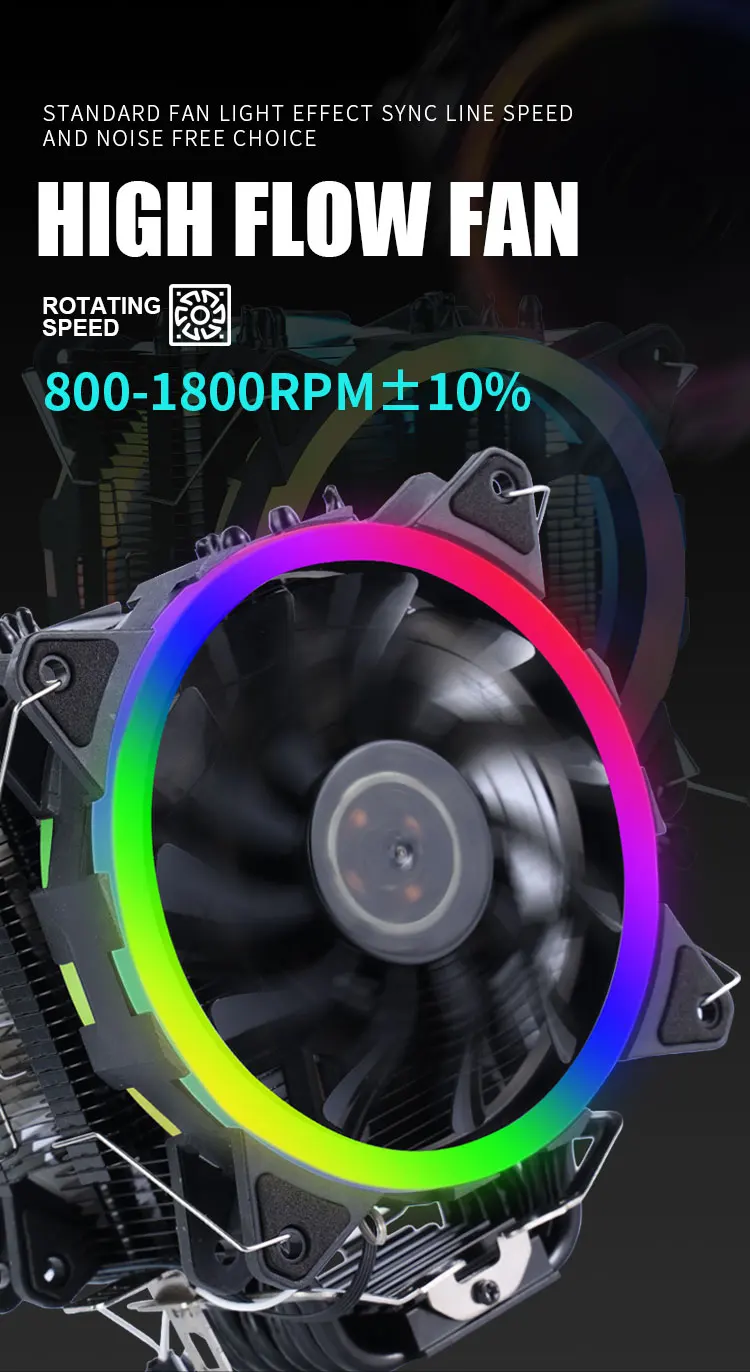 Black Knight 6 heat pipe RGB dual fan 4PIN CPU Cooler