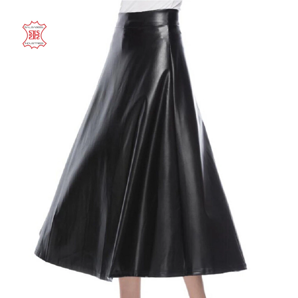 
2020 wholesale high quality custom design women plain long leather long skirt 