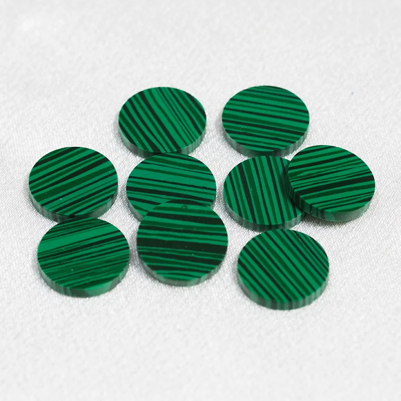 Custom Made Round Disc Double Flat Round Stones Synthetic Malachite Stone