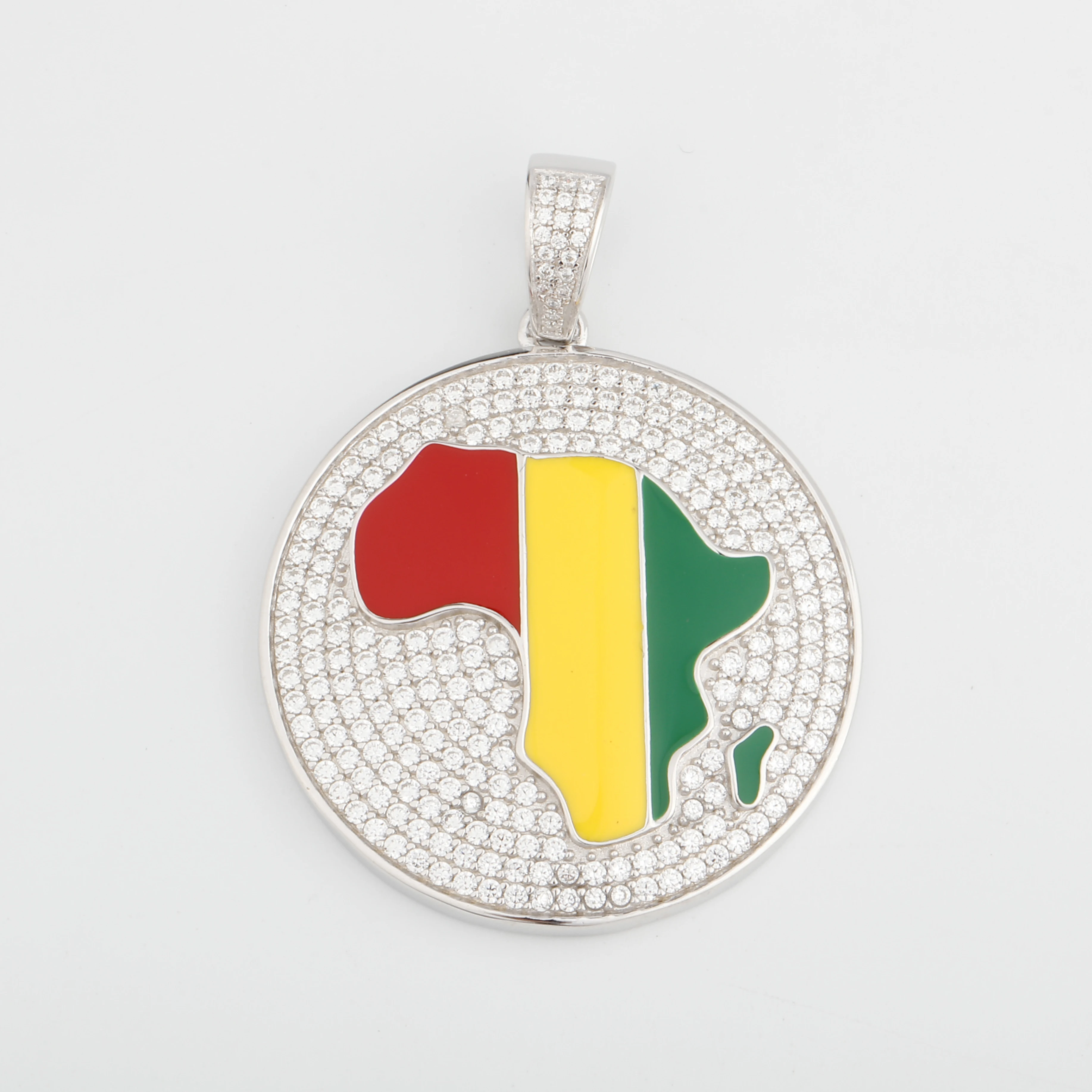
Wholesale men 925 silver iced out cz hip hop charm Africa map pendant on stock 