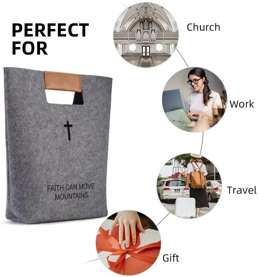Custom design handbag Bible Bag Felt Bags Christian Bible Leather Covers For Church Female Women Tote bags
