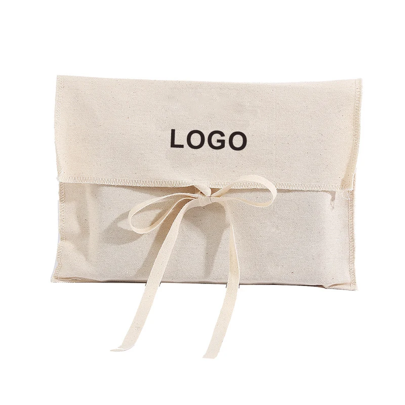 Custom Flap Cotton Fabric Envelope Gift Packaging Bags for  Luxury cloth Jewelry Cosmetic Envelope Dust Bag