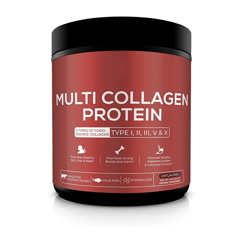 Multi Collagen Protein Powder Hydrolyzed (Type I II III V X) Grass-Fed All-in-One Super Bone Broth