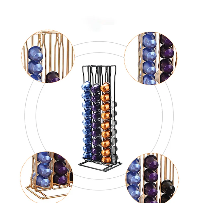 Coffee Machine Accessories Storage Tray Coffee Capsule Holder Black Iron Capsules Double Sided Coffee Pod Storage Rack