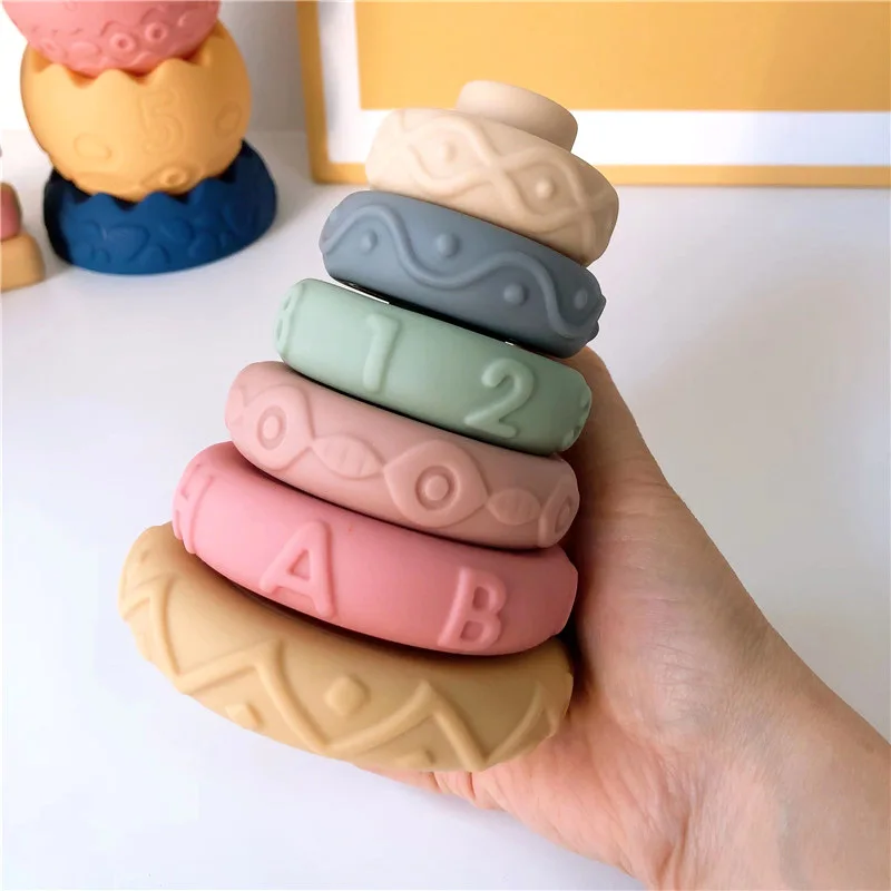 Baby Things Newborn 3D Colorful Educational Bebe Safety Soft Building Blocks Toddler Chewing Blocks Squeezable Bath Toys