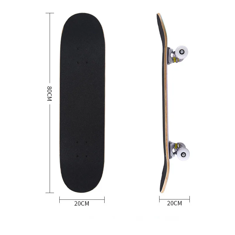 Wholesale Complete Skate Board Double Warped 80*20cm Longboards Maple Wood Skateboard Deck For Teens Adults Children Plain