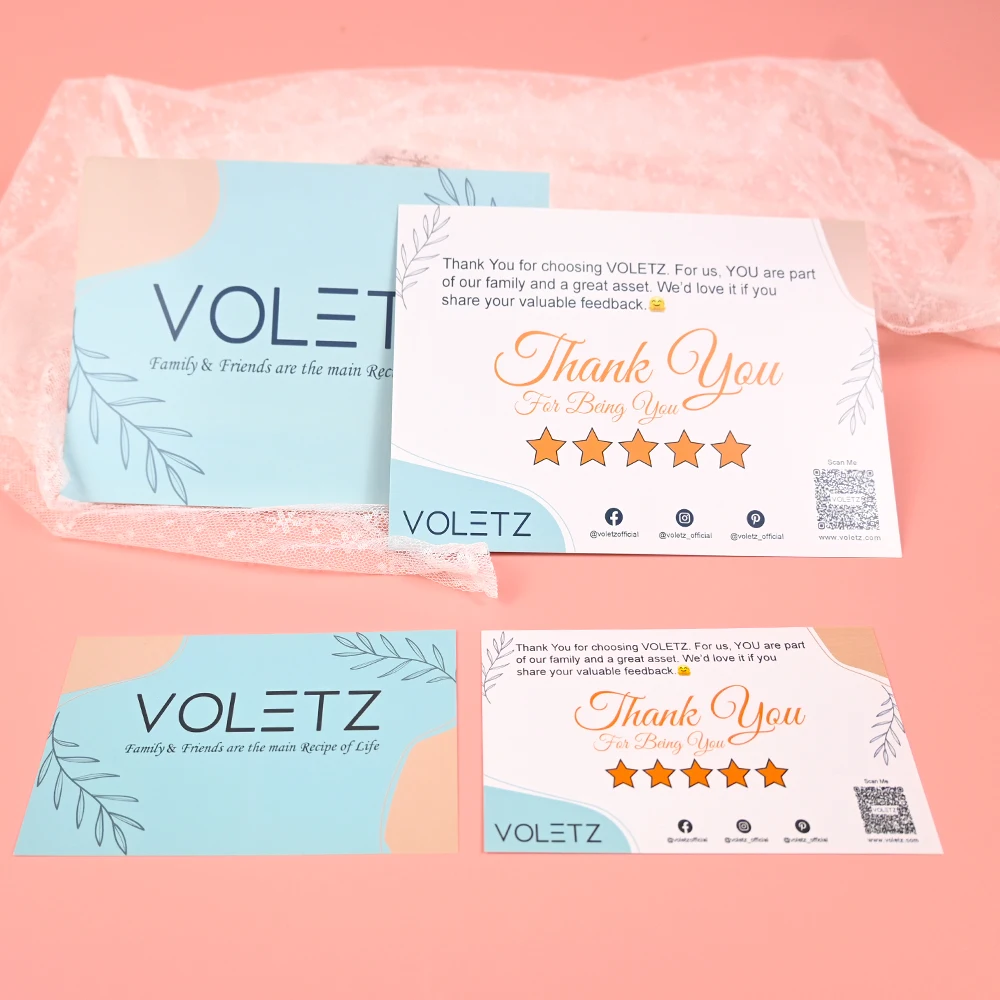 High Quality Custom Printing Shopping Feedback Review Card Thank You Card For Small Business With Your Own Design