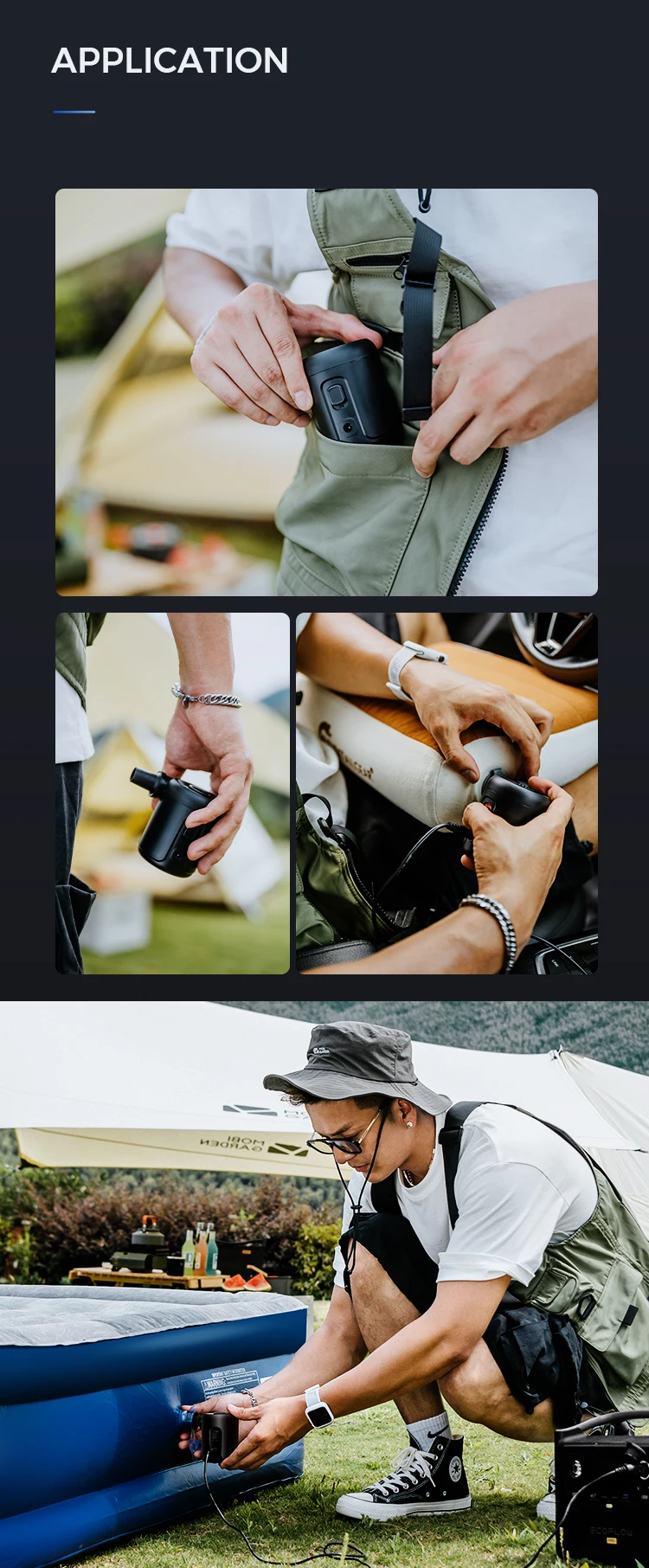 New Outdoor Mini Air Pump For Mattress Mat Camping Portable Electric Inflator Usb Charging Pillow Swimming Ring Inflatable Boat