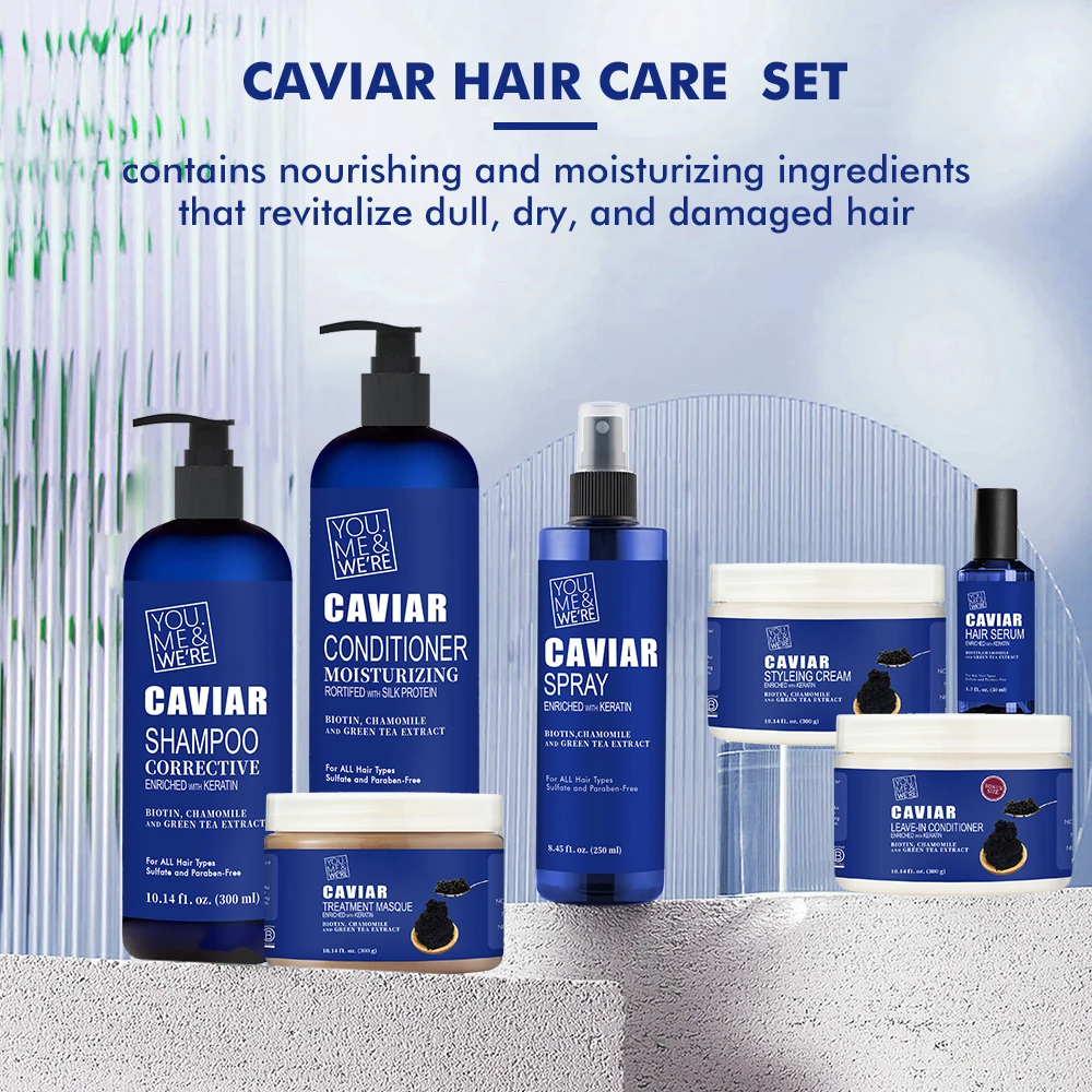 private label OEM customize shea keratin bio caviar sulfate free shampoo and conditioner wholesale moisture hair products