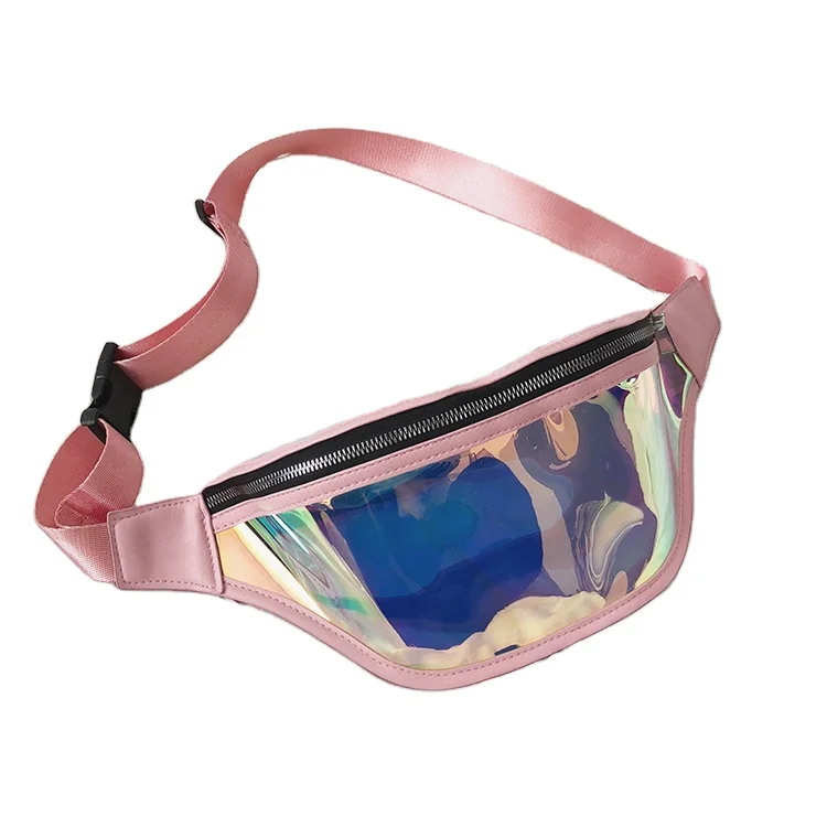 Wholesale Clear PVC Bum Bag Fashion Reflective Transparent Waist Bag Holographic Laser Fanny Pack for Women