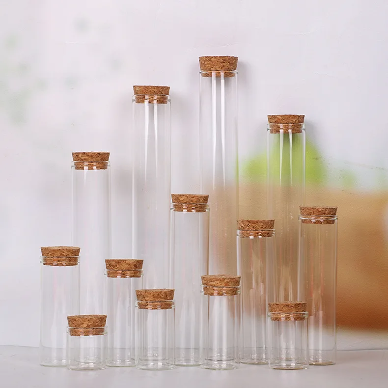 cosmetic packaging kitchen glass jars bottle 80ml medical Borosilicate glass vial with cork lids