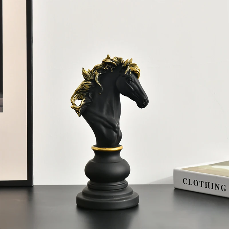 Resin Retro International Chess Figurine for Interior King Knight Sculpture Home Desktop Decor Living Room Decoration