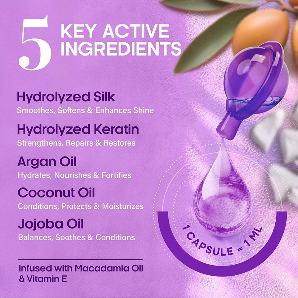 Keratina Hair Treatment Hair Oil Serum Capsules OEM Vitamin C B5 Scalp Serum With Moroccan Macadamia Avocado Oil for Hair Smooth